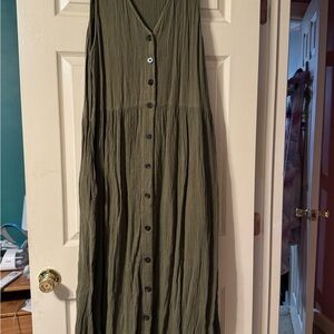 Madewell Olive Button-Front Maxi Dress